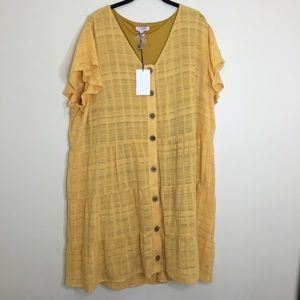 Andree by Unit Women’s Dress Yellow Button Front Sheath Size 2XL Plus Size.